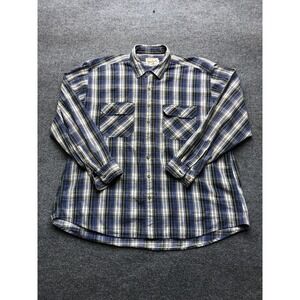 Whitby Shirt Mens 2XL Blue Brown Geometric Print 100% Washed Silk Short Sleeve